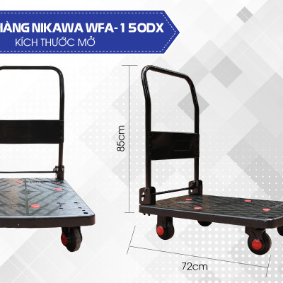 Xe Đẩy Hàng 4 Bánh Sàn Nhựa Không Võng Gấp Gọn Nikawa WFA-150DX Chống Ồn, tải trọng 150kg