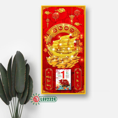 Lịch gỗ phong thủy treo tường Thuận Bườm Xuôi Gió - 79cm x 39cm