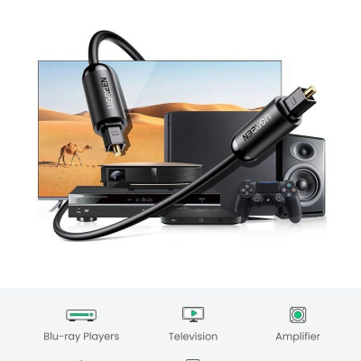 Ugreen UG70893AV122TK 3M cáp quang Toslink Optical đầu mạ vàng 24k âm thanh 7.1 màu đen - HÀNG CHÍNH HÃNG