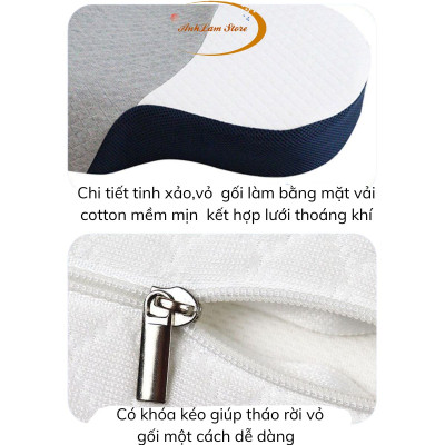 Gối cao su non công thái học Anh Lam Store chống đau vai gáy, ngủ ngáy, hỗ trợ ngủ nhanh - Thiết kế riêng biệt cho tư thế nằm ngửa và nằm nghiêng - Hàng chính hãng