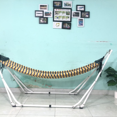 Bộ khung võng BAN MAI:  khung võng sắt sơn tĩnh điện + Lưới dày số 9 in họa tiết sọc cán nhựa 40cm