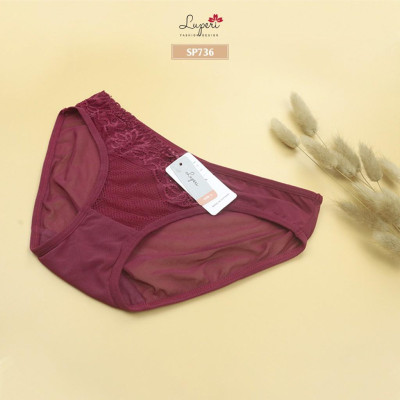 Quần Lót Nữ Ren Họa Tiết Nổi Phối Lưới Cạp Vừa LUPERI LU3QL736 Dáng Bikini Mềm Mịn Co Giãn Không Lằn Mông Khử Mùi
