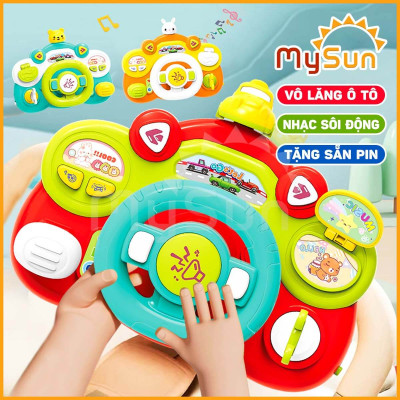 Vô lăng ô tô đồ chơi cho bé gắn xe oto bô lăng mô phỏng tập lái có đèn nhạc tặng PIN 