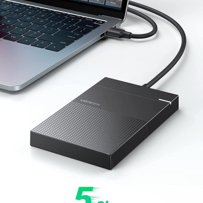 Ugreen UG30719CM471TK 50CM 6TB Màu Đen Hộp đựng ổ cứng 2,5 inch SATA3 USB 3.0 tốc độ truyền 5Gbs Cáp liền - HÀNG CHÍNH HÃNG