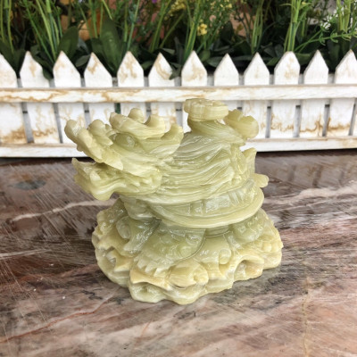 Tượng Long Quy - Rùa đầu Rồng phong thủy đá ngọc Onyx đặt bàn thờ, bàn làm việc - Dài 12 cm