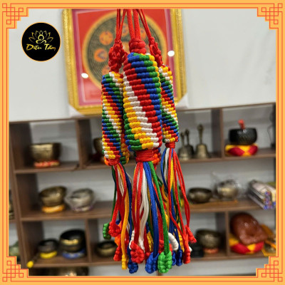 Dây treo chỉ ngũ sắc cát tường thủ công Tây Tạng may mắn bình an trang trí treo xe, móc khóa ban thờ Mật Tông