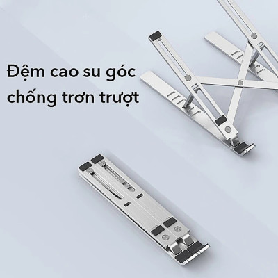 Giá Đỡ Laptop Hợp Kim Nhôm Cao Cấp Có Thể Gấp Gọn, Giúp Tản Nhiệt Laptop, dành cho Macbook, Máy Tính Xách Tay. 07 Vị Trí Điều Chỉnh Góc Độ. Hàng Chính Hãng