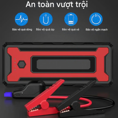 Bộ kích nguồn ô tô Choetech TC0009 2000A sạc pin cầm tay dung lượng 16000mAh tích hợp đèn Led 3 chế độ (Hàng chính hãng)