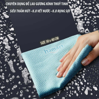 SET 5 Khăn Lau Gương Kính Màn Hình Đa Năng 30x40 CM Không Bụi Vải Da Cá Lau Mặt Bàn Bếp