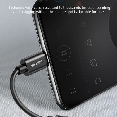 Đầu chuyển Type C sang Audio AUX 3.5mm Baseus L54 (Type-C Male to 3.5mm Female Adapter, built-in DAC, 24-bit/48kHz)-Hàng Chính Hãng