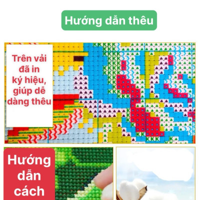 Tranh thêu kín Hoa sen VS8129, kích thước 50 x 50 cm