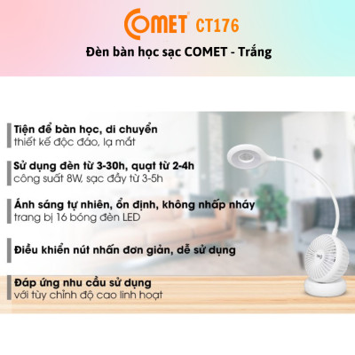 Đèn Bàn - Đèn Sạc 2 Trong 1 LED COMET CT176