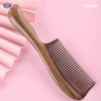 Lược gỗ Bách Xanh chuôi lượn sóng kiểu dáng Châu Âu (Size: XL-19,5cm) COH262 - mùi thơm dễ chịu, chải tóc suôn và mềm mại
