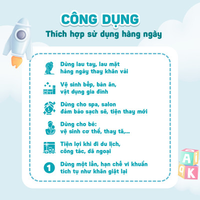 Thùng 08 gói khăn vải khô đa năng cao cấp EcoWipes 250gr/gói (Tổng 2kg) không mùi không cồn an toàn cho bé