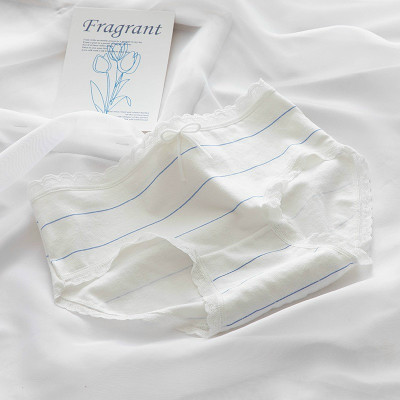 Combo 5 quần lót nữ cotton dễ thương Freesize kẻ xanh da trời (giao màu ngẫu nhiên)