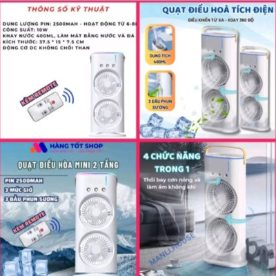 1 CÁI QUẠT GIÓ PHUN SƯƠNG 2 TẦNG GIÓ CÓ TÍCH ĐIỆN ĐIỀU KHIỂN TỪ XA SIÊU MÁT LẠNH CHO MỌI GIA ĐÌNH