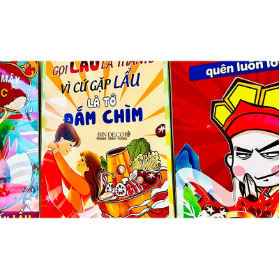 (ẢNH THẬT) Tranh treo tường tráng gương trang trí decor quán lẩu tranh vui nhộn kèm đinh treo