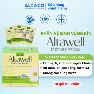 Combo chăm sóc vệ sinh " cô bé" gel phụ khoa Altawell + khăn lau "cô bé" Altawell