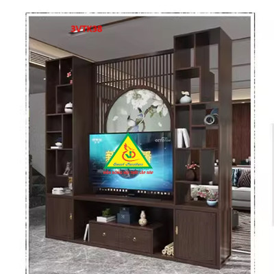 Vách ngăn phòng khách nhà bếp, Tủ kệ vách ngăn phòng 3VTK38 - Nội thất lắp ráp Viễn Đông Adv