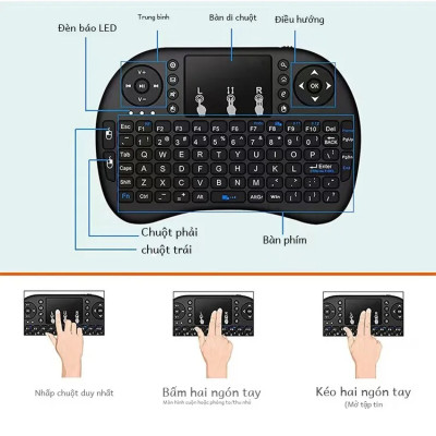 Bàn phím mini pin đa năng có touchpad Mini Keyboard Hàng nhập khẩu
