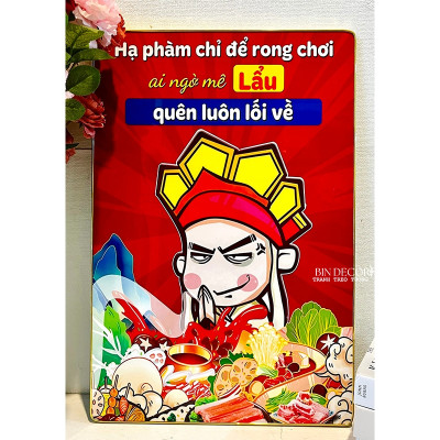 (ẢNH THẬT) Tranh treo tường tráng gương trang trí decor quán lẩu tranh vui nhộn kèm đinh treo