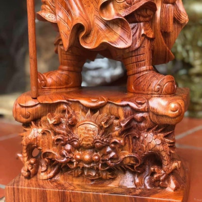 Tượng quan công trấn ải gỗ hương đá kt cao 70