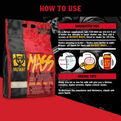 Mutant MASS EXTREME 2500, Sữa Hỗ Trợ Tăng Cân, Tăng Cơ Nạc, Calo và Protein Cao | Nhập Khẩu Canada