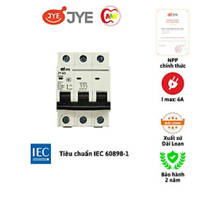 Cầu dao MCB JY-63 3P 6A/ 10A/ 16A/ 20A/ 25A/ 32A/ 40A/ 50A/ 63A hàng chính hãng
