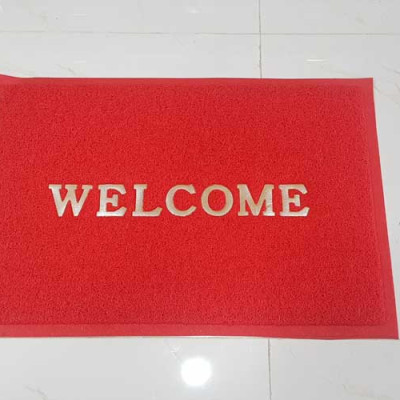 Thảm chùi chân đế cao su Welcome Màu Đỏ