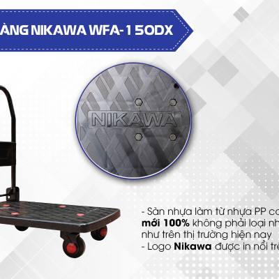 Xe Đẩy Hàng 4 Bánh Sàn Nhựa Không Võng Gấp Gọn Nikawa WFA-150DX Chống Ồn, tải trọng 150kg
