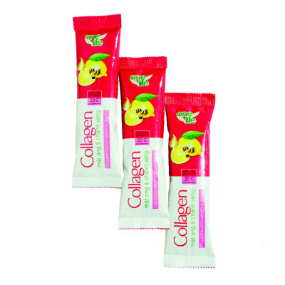 Thực Phẩm Bổ sung  Collagen Mật Ong Chanh Vàng Tự Nhiên OneLife (100% Bột collagen Cá Nhật Bản) – Hộp 7 gói x 20gr/gói