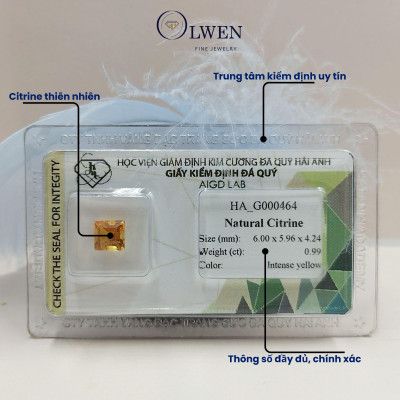 Viên đá thạch anh vàng ( citrine ) thiên nhiên  HA_G000464