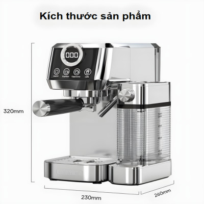 Máy pha cà phê Espresso bán tự động 3 trong 1 Thương hiệu HiBREW H13A Mỹ Với Công suất 1350W, Áp suất 20 bar - Bảo hành 12 tháng, Hàng Nhập Khẩu