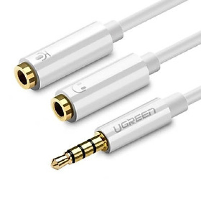 Ugreen UG10789AV141TK 20CM màu Trắng Dây chuyển âm thanh 3.5mm dương sang Jack Mic + Loa âm - HÀNG CHÍNH HÃNG