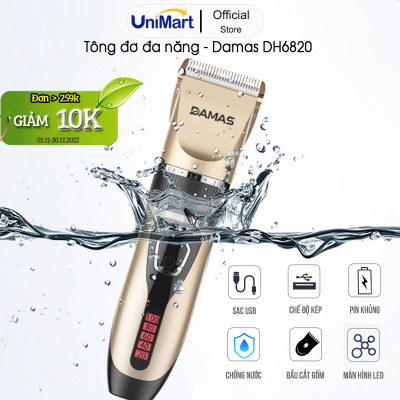 Tông Đơ Cắt Tóc Damas DH-6820 – Thiết Kế Đa Năng Chống Nước Tuyệt Đối Nhỏ Gọn, An Toàn –  Tặng Kèm Bộ Đồ Chuyên Dụng Chuẩn Salon – Hàng Chính Hãng