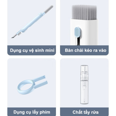 Bộ Dụng Cụ Vệ Sinh Đa Năng 7in1 dùng cho Laptop / Điện Thoại / Bàn Phím / Tai Nghe / Airpods / iPhone / iPad - Hàng Chính Hãng