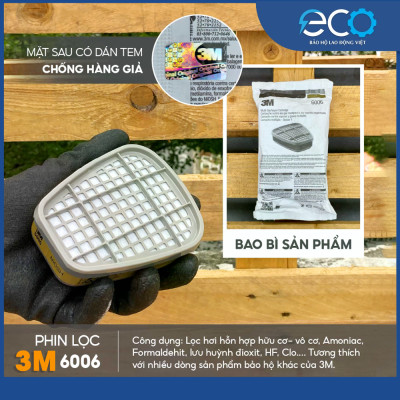 Phin Lọc 3M 6001, 6003, 6006 kết hợp tấm lọc bụi 5N11 cùng nắp giữ 501 lọc hơi hữu cơ xăng dầu phun sơn, chống độc, lọc bụi siêu mịn, vô cơ, hữu cơ