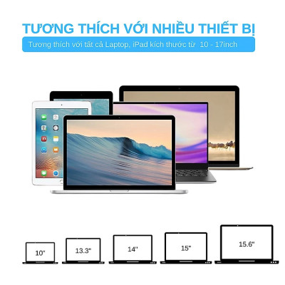 Giá Đỡ Laptop Hợp Kim Nhôm Cao Cấp Có Thể Gấp Gọn, Giúp Tản Nhiệt Laptop, dành cho Macbook, Máy Tính Xách Tay. 07 Vị Trí Điều Chỉnh Góc Độ. Hàng Chính Hãng