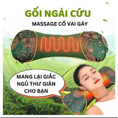 Gối điện massage ngải cứu giảm đau mỏi cổ vai gáy ngủ ngon 