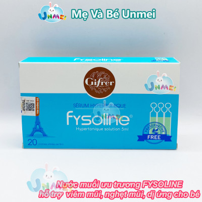Nước muối ưu trương FYSOLINE hỗ trợ viêm mũi, nghẹt mũi cho bé (20 ống/Tách Lẻ 10 ống x 5ml) - Fysoline Xanh Dương (Trường Hợp Nghẹt Mũi Nặng)