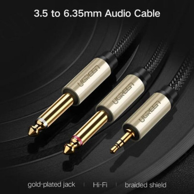 Ugreen UG40790AV126TK 1M Màu Đen Cáp âm thanh 2 đầu 6.5mm dương sang 3.5mm dương cao cấp - HÀNG CHÍNH HÃNG