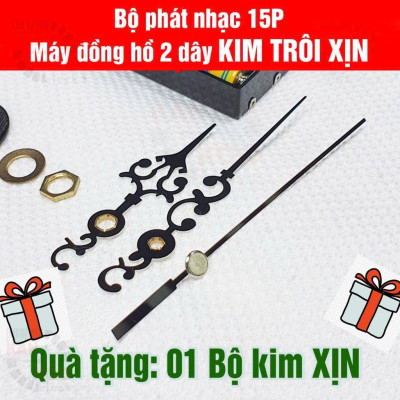 COMBO 10 bộ máy phát nhạc chuông-điểm giờ kèm máy đồng hồ treo tường KIM TRÔI TRỤC DÀI 15MM - loại XỊN 12888 bánh xe đỏ