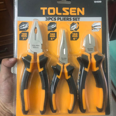 BỘ 3 KÌM RĂNG - CẮT - NHỌN (180MM,160MM,160MM) TOLSEN 10400 - HÀNG CHÍNH HÃNG