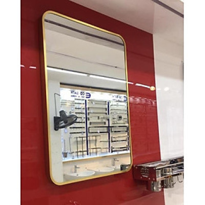 Gương chữ nhật khung nhôm mạ vàng nhạt, sang trọng quý phái, nhẹ nhành thanh lịch, chân thật 700x500 mm