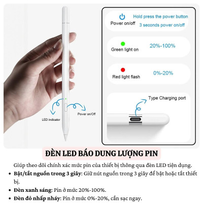 Bút cảm ứng cảm biến nghiêng chống tì tay sạc nam châm WIWU Stylus A01 cho iPad Pro Air Mini đời 2018 gen 7/8/9 , gen 10 , ipad Pro M1 , M2 ipad pro M4 , Air 6 M2 , iPad Pro 13 inch - Hàng chính hãng