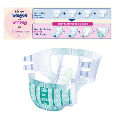 Tã dán người lớn Livedo Nhật Bản ( Size M) tặng quần lót lưới ABENA
