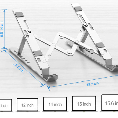 Giá Đỡ Laptop Hợp Kim Nhôm Cao Cấp Có Thể Gấp Gọn - Đế Tản Nhiệt Laptop - Macbook, Máy Tính Xách Tay - 07 Vị Trí Điều Chỉnh Góc Độ - Hàng Chính Hãng - VinBuy