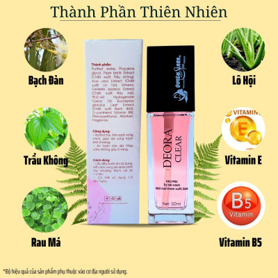 COMBO Xịt Khử Mùi Hôi Nách DEORA CLEAR 50ml & LARA CLEAR 40ml, Khử Mùi Toàn Thân, Ngăn Tiết Mồ Hôi