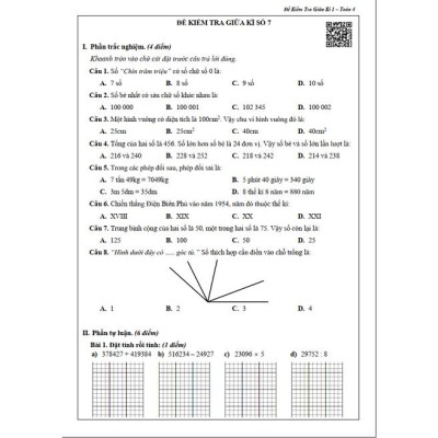 Sách - Combo Đề Kiểm Tra Lớp 4 Cả Năm - Toán và Tiếng Việt (4 quyển)