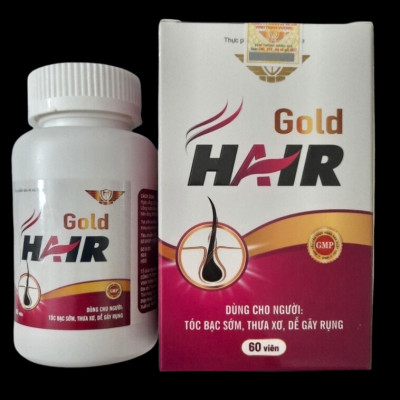 Viên uống dưỡng tóc Gold Hair Vinh Thịnh Vượng VV, hộp 40v, phục hồi, hạn chế gãy rụng tóc